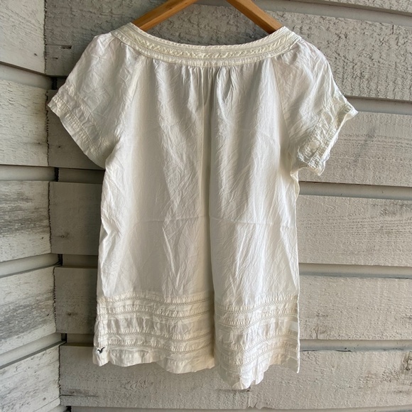 american eagle | cream peasant blouse | silk - Picture 2 of 6